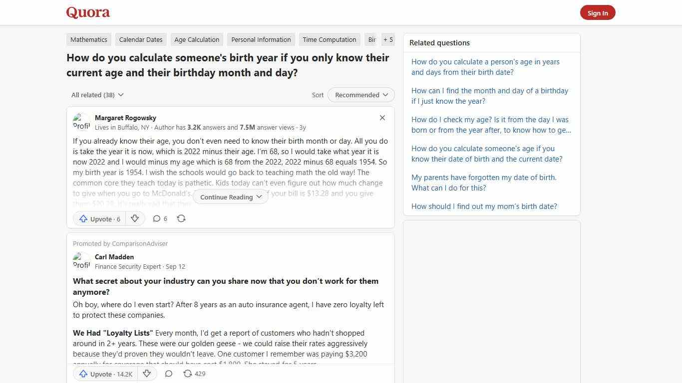 How to calculate someone's birth year if you only know their current age and their birthday month and day - Quora