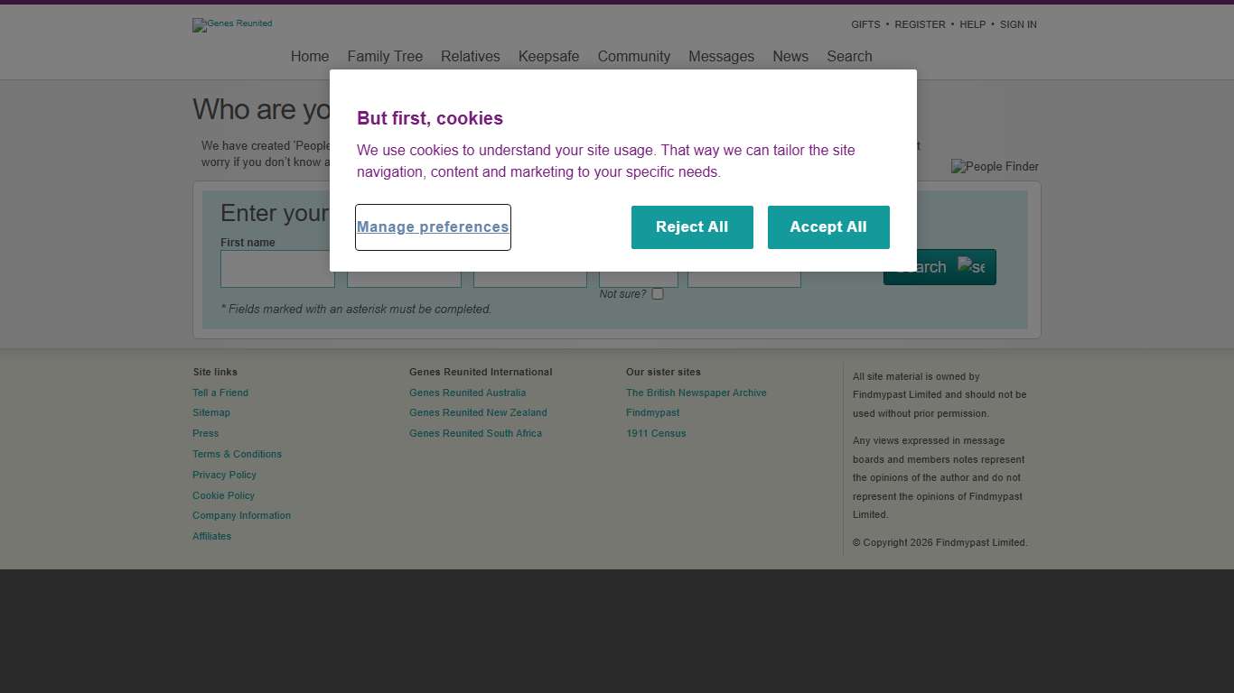 People Finder - Genes Reunited